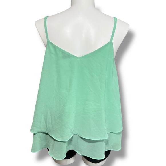Torrid Womens Tank Top Blouse Strappy Layered Chiffon V Neck Soft Mint Green 2 - Picture 3 of 9